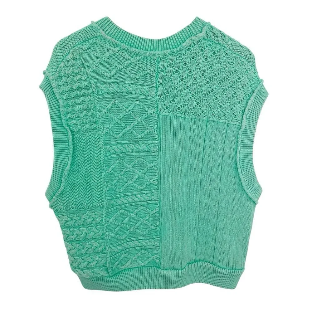 NWT Free People Take The Plunge Vest bright mint green size medium